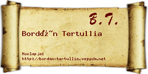 Bordán Tertullia névjegykártya